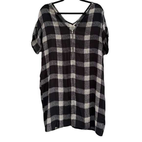 Madewell Women's Zip Front Black Buffalo Plaid Check Sheath Dress Size Small - Picture 6 of 8
